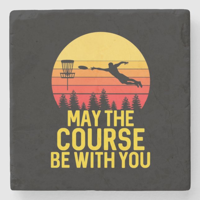 Disc Golf With You Stone Coaster (Front)