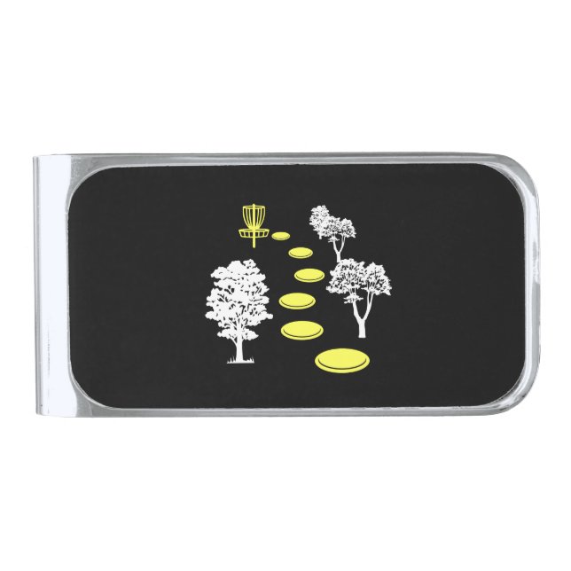 Disc Golf Woods Disc Golfer Gift Silver Finish Money Clip (Front)