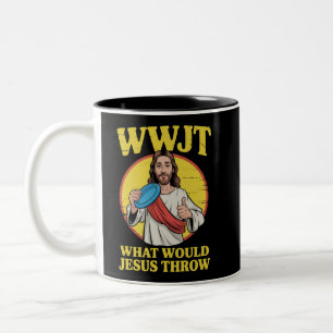 Disc Golf Wwjt What Would Jesus Throw Frisbee Two-Tone Coffee Mug