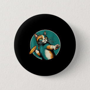 Disc Golfer Cat Disc Golf Player Funny Halloween C Button