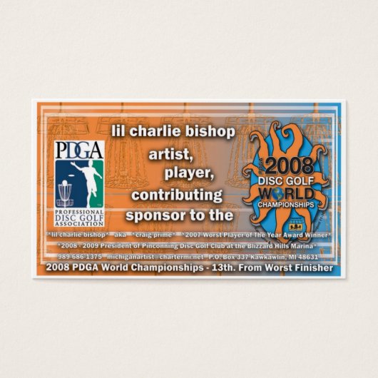 disc golfer Craig Prime's WORLDS 2008 debut (Front)