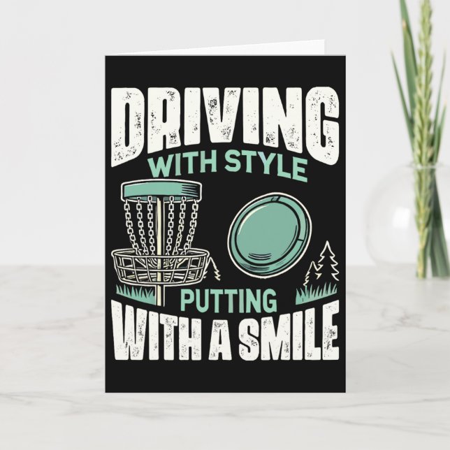 Disc Golfer Driving With Style Disc Golf  Card (Front)