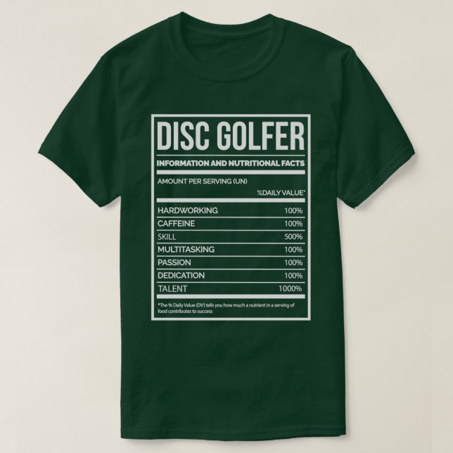 Disc Golfer Funny Disc Golf Nutrition Label for Wo T-Shirt (Design Front)