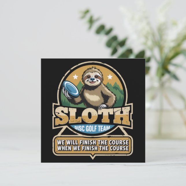 Disc Golfer Funny Sloth Disc Golf Player Golfer Invitation (Standing Front)