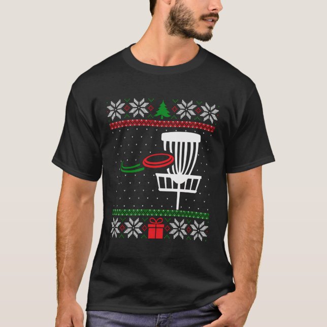 Disc Golfer Matching Ugly Christmas Disc Golf Fris T-Shirt (Front)