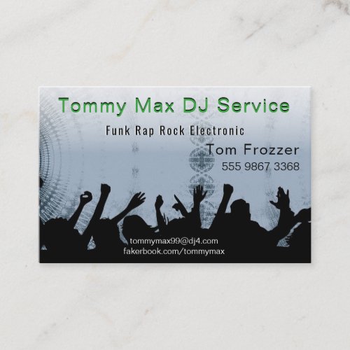 Disc Jockey DJ Dance Music Photo Template Business Card