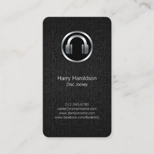 Disc Jockey DJ Headphones BlackGrunge BusinessCard Business Card