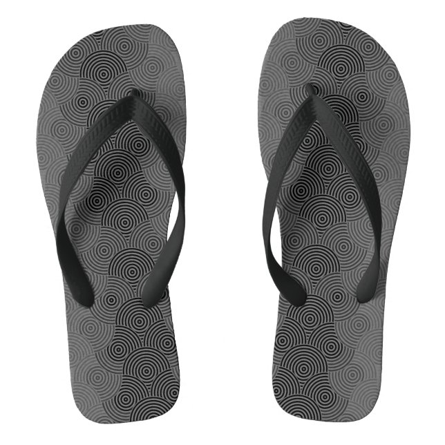 Disc Pattern 02.Grey Lgrey BG Flip Flops (Footbed)