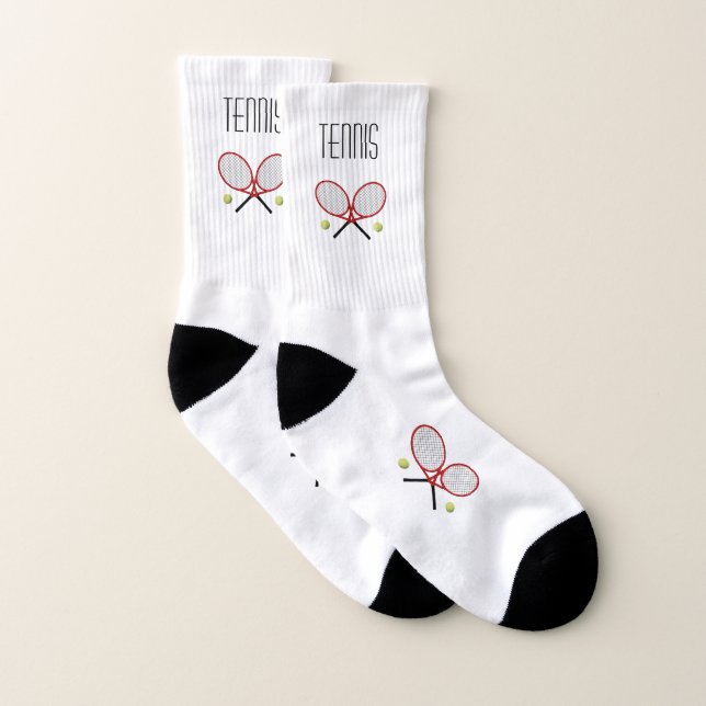 DISC Tennis custom text crossed rackets white Socks (Pair)