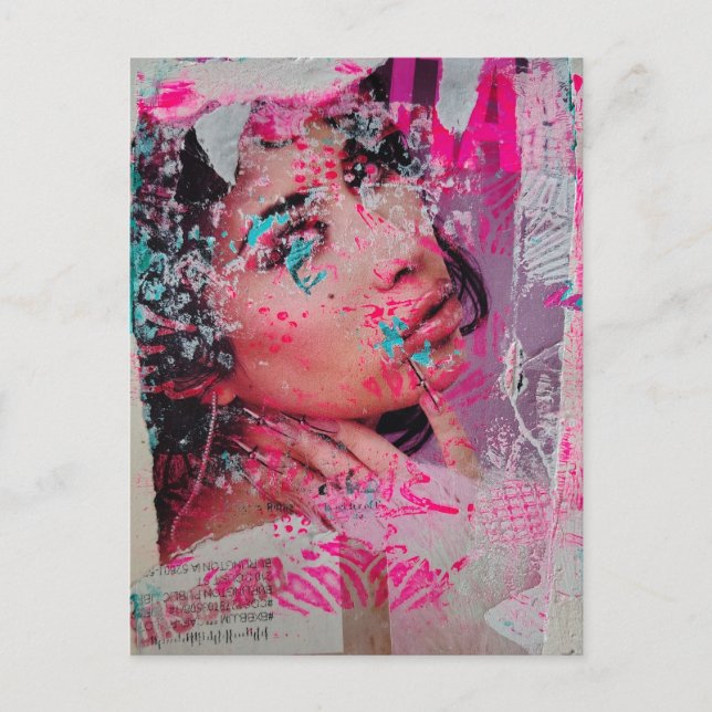 Discard Magazine Woman Mixed Media Collage  Postcard (Front)