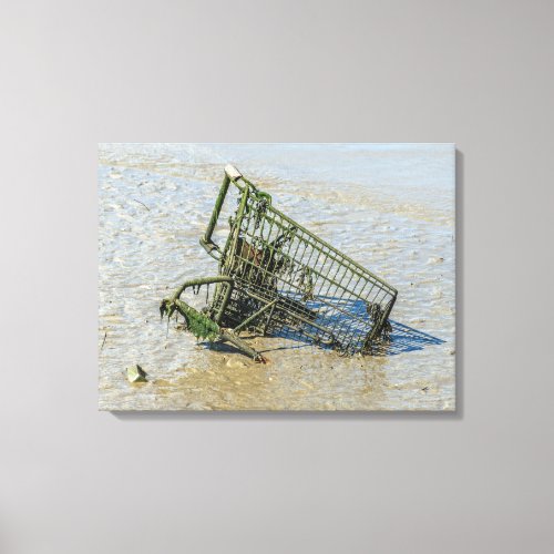 Discarded shopping trolley view canvas print