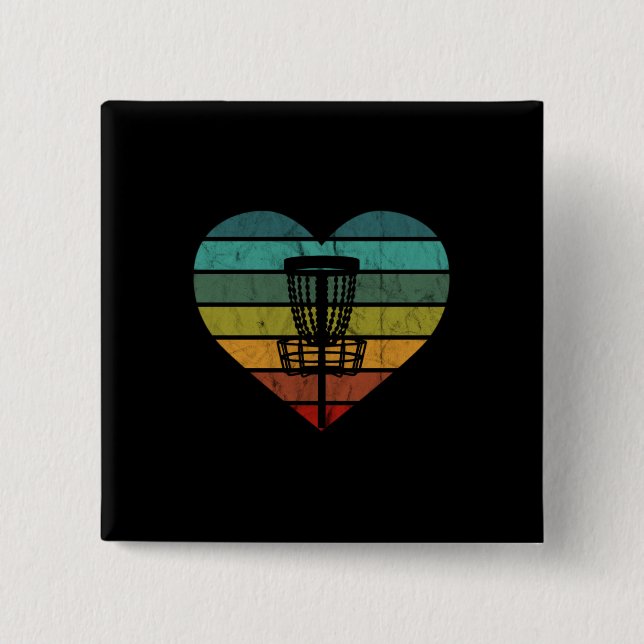 DiscGolf - Retro Vintage Target Basket Button (Front)