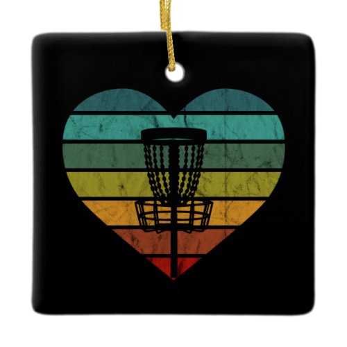 DiscGolf - Retro Vintage Target Basket Ceramic Orn Ornament