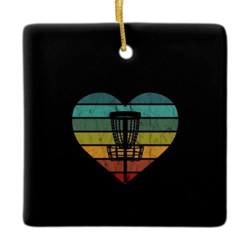 DiscGolf - Retro Vintage Target Basket Ceramic Ornament