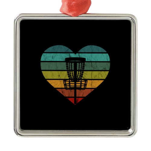 DiscGolf - Retro Vintage Target Basket Metal Ornament