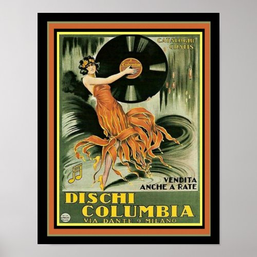Dischi Columbia Vintage Ad Print 11 x 14