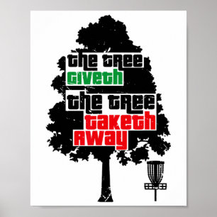 Discing Golf Funny Disc Sports Tree Icon Art Sayin Poster