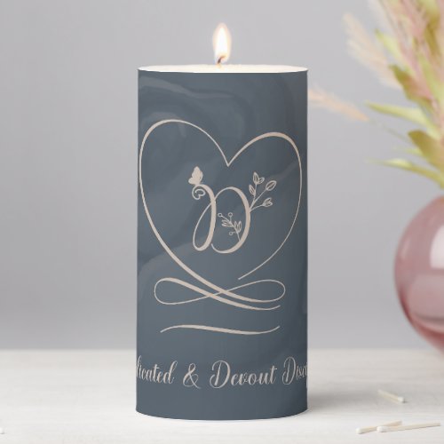 Disciple hale navygreige Love Letter Design Pillar Candle