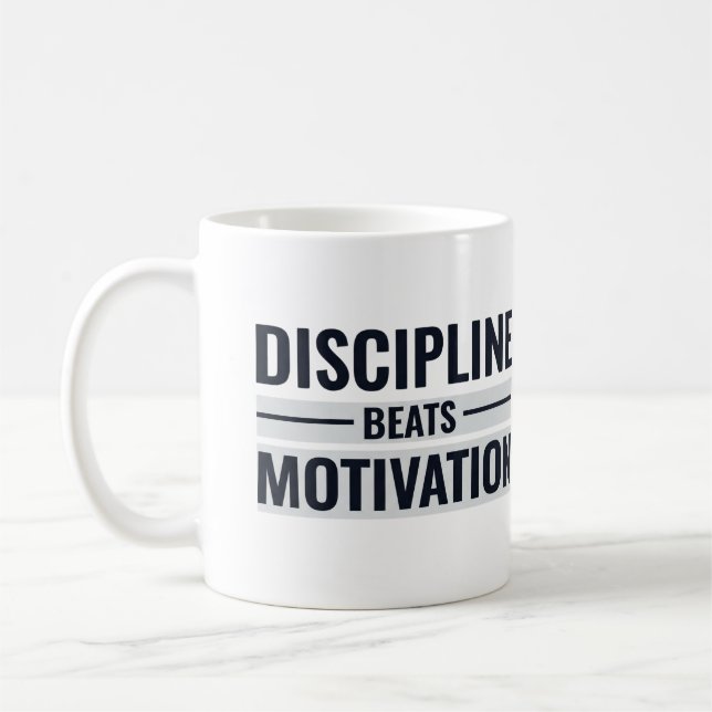Discipline beats motivation coffee mug (Left)