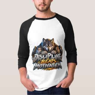 Discipline Beats Motivation Lion Motivational Gym  T-Shirt