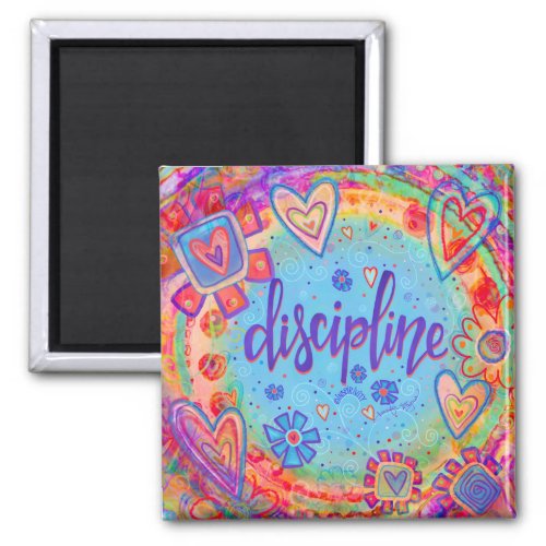 Discipline Colorful Inspirational Trendy Hearts Magnet