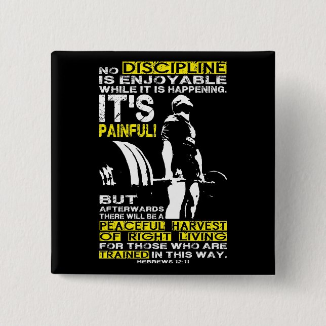 DISCIPLINE - Deadlift Workout Motivational Button (Front)