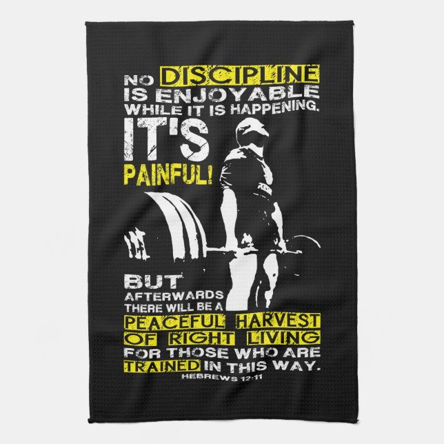 DISCIPLINE - Deadlift Workout Motivational Kitchen Towel (Vertical)