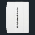 Discipline Equals Freedom Minimalist Typewriter  iPad Pro Cover<br><div class="desc">Tactical protection for your digital tools. Durable smart cover featuring the "Discipline Equals Freedom" design in a crisp,  high-contrast typewriter layout.</div>