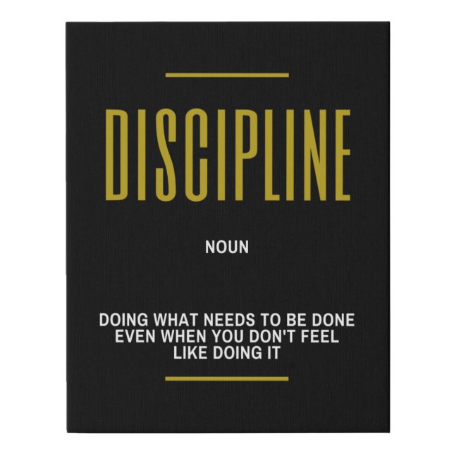 Discipline Inspirational Quote Faux Canvas Print (Front)