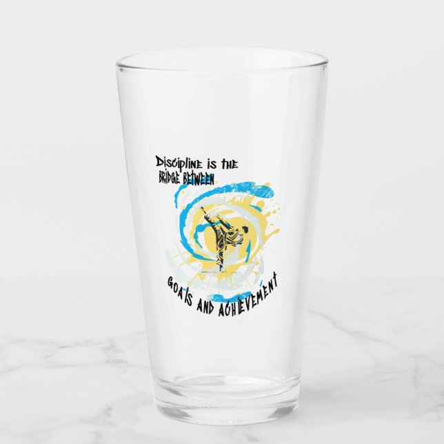 Discipline is the bridge between goals martial art glass (Front)