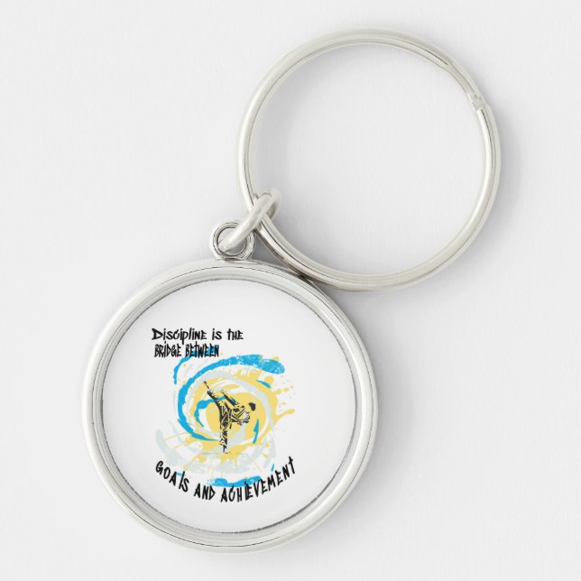 Discipline is the bridge between goals martial art keychain (Front)