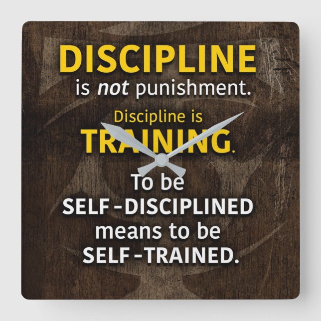 Discipline Is Training - Workout Gym Inspirational Square Wall Clock (Front)