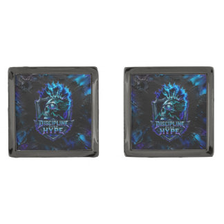 Discipline Over Hype Bitcoin Blue Brushstroke  Cufflinks