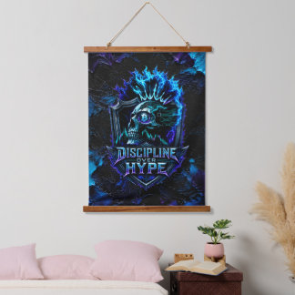 Discipline Over Hype Bitcoin Blue Brushstroke  Hanging Tapestry