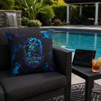 Discipline Over Hype Bitcoin Blue Brushstroke  Throw Pillow
