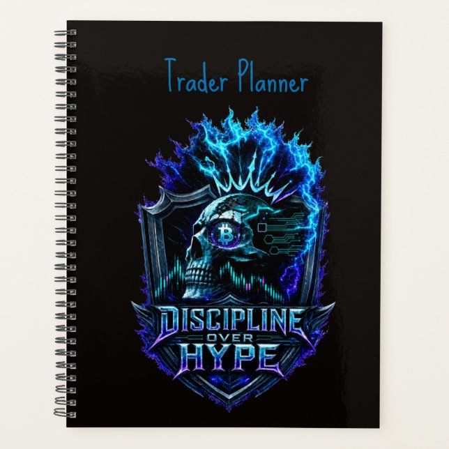 Discipline Over Hype Bitcoin Crypto Mindset Design Planner (Front)