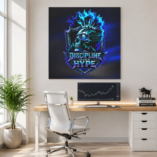 Discipline Over Hype Blue Glow Bitcoin Crypto  Canvas Print