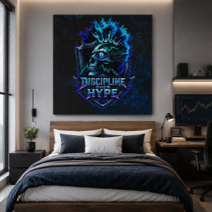 Discipline Over Hype Blue Grunge Bitcoin  Canvas Print