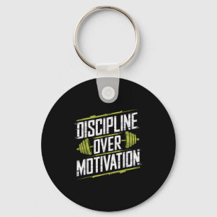 Discipline Over Motivation, Gym Bodybuilder Weight Keychain