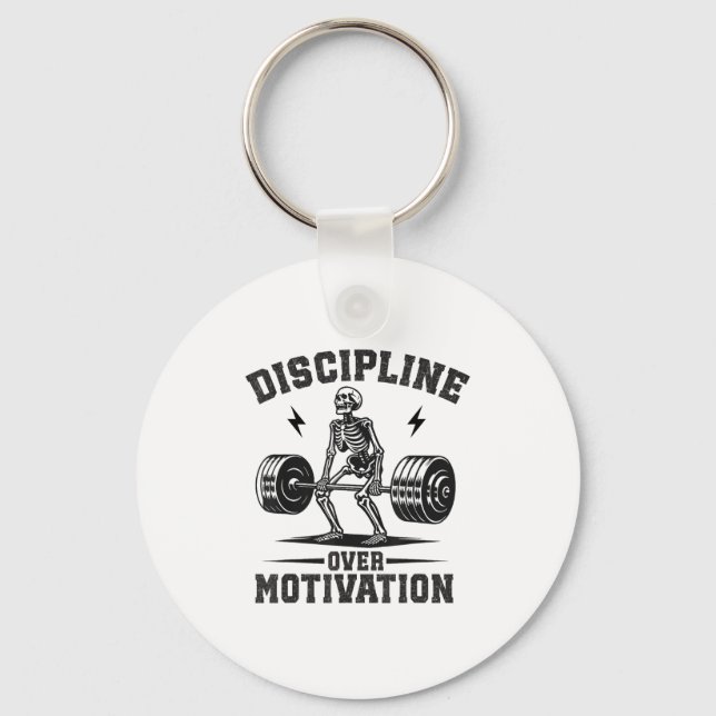 Discipline Over Motivation Gym Motivational Traini Keychain (Front)