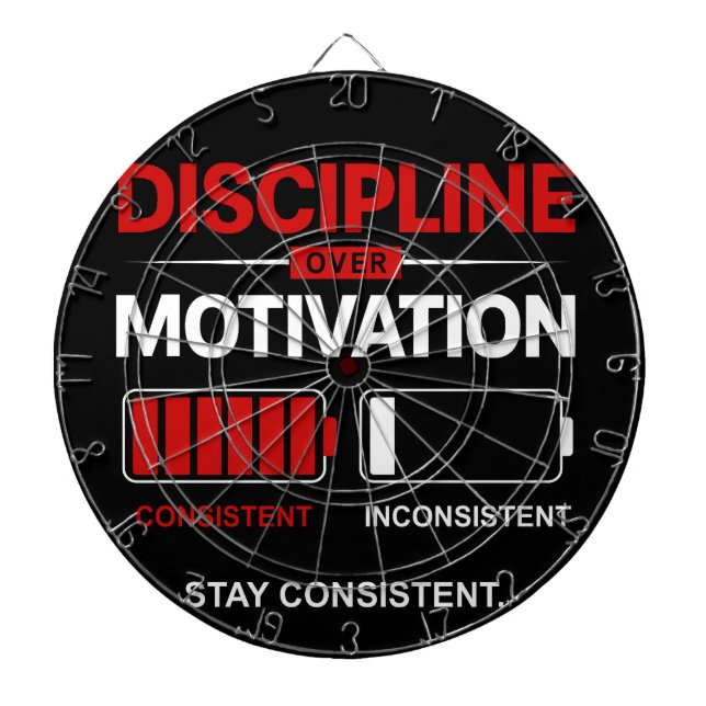 Discipline Over Motivation – Stay Consistent | Sel Dart Board (Front)