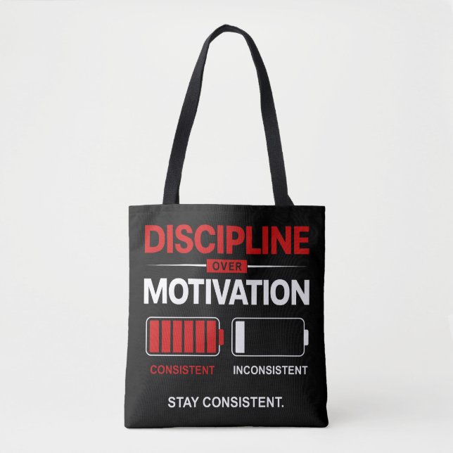Discipline Over Motivation – Stay Consistent | Sel Tote Bag (Front)