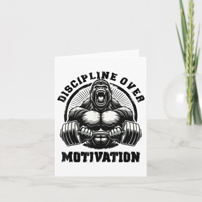 Discipline Over Motivation Weightlift Gym Quotes G Card (Front)