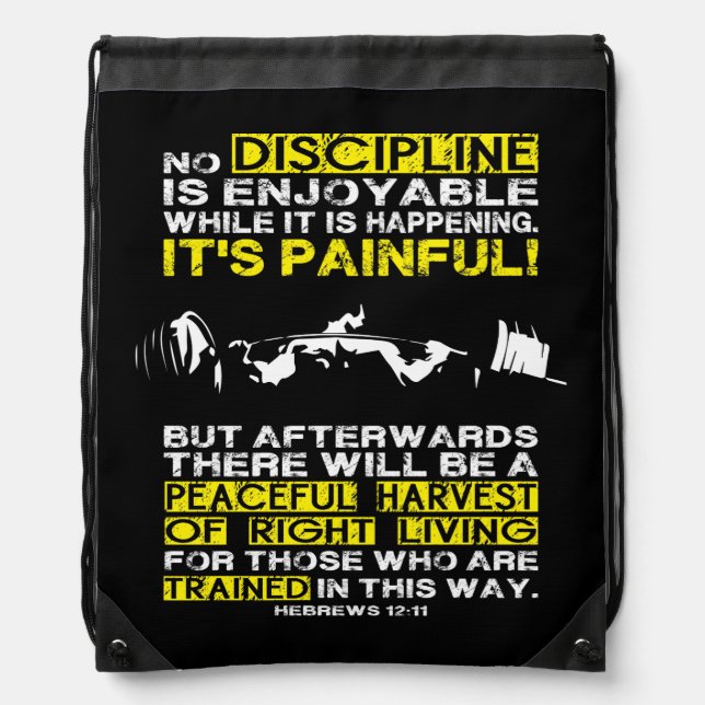DISCIPLINE - Squat Workout Motivational Drawstring Bag (Front)