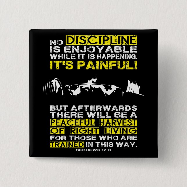 DISCIPLINE - Squat Workout Motivational Pinback Button (Front)