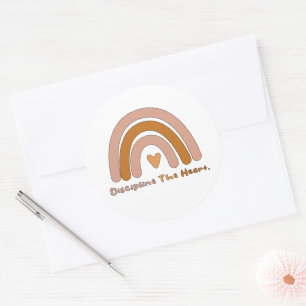 Discipline the heart motivational colorful rainbow classic round sticker