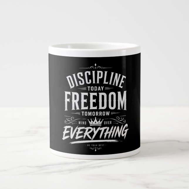 Discipline Today Freedom Tomorrow Giant Coffee Mug (Front)