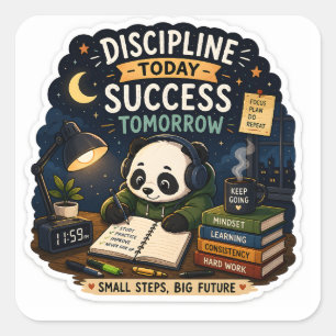 Discipline Today Success Tomorrow Panda Sticker
