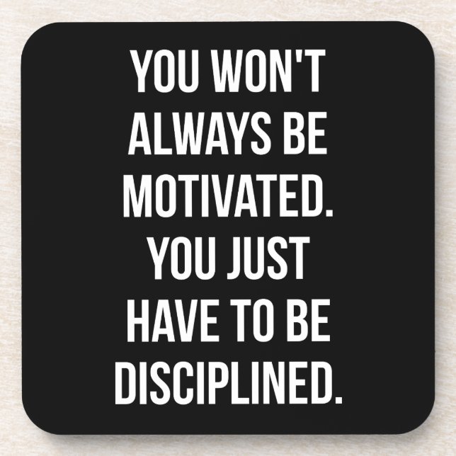 Discipline vs Motivation - Inspirational Workout Beverage Coaster (Front)