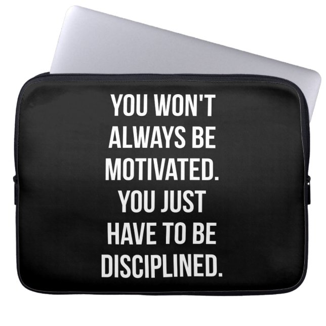 Discipline vs Motivation - Inspirational Workout Laptop Sleeve (Front)